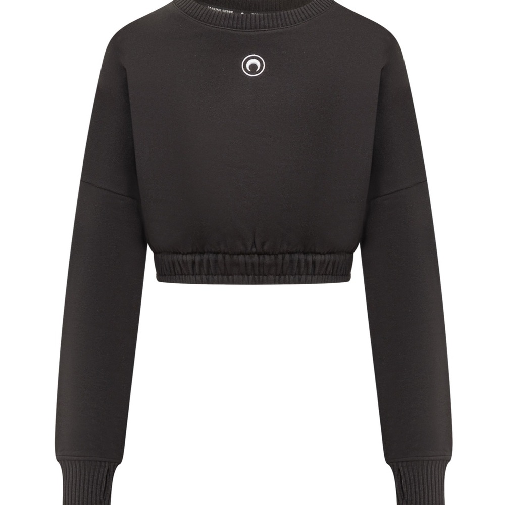 Marine Serre Women's Cropped Sweatshirt Black 99 Size XS - Picture 10 of 15